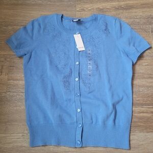 Cornwall Blue Ann Taylor Loft Shortsleeve Cardigan, Size M